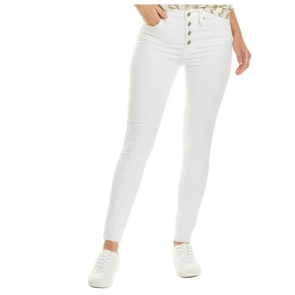 NWOT Madewell  9&quot; Mid-Rise Raw Hem Skinny Jeans in Pure White
