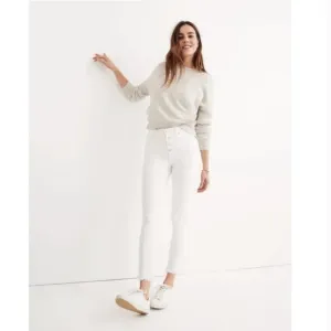 NWOT Madewell  9&quot; Mid-Rise Raw Hem Skinny Jeans in Pure White