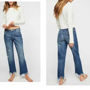 NWT  Free People Maggie Cotton Ripped Straight-Leg Jean 26