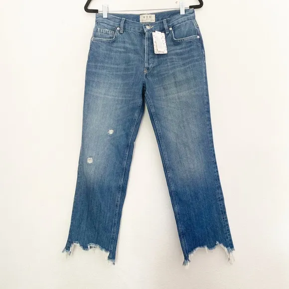 NWT  Free People Maggie Cotton Ripped Straight-Leg Jean 26