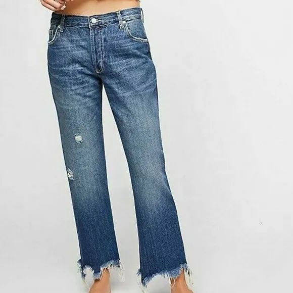 NWT  Free People Maggie Cotton Ripped Straight-Leg Jean 26
