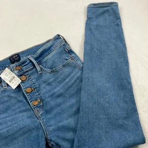 NWT J Crew 28, 6 10&quot; High Rise Fly Button 28&quot; Inseam  Blue Skinny Denim Jeans