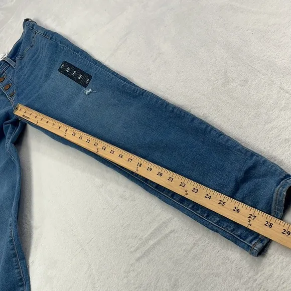 NWT J Crew 28, 6 10&quot; High Rise Fly Button 28&quot; Inseam  Blue Skinny Denim Jeans