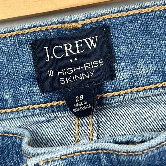 NWT J Crew 28, 6 10&quot; High Rise Fly Button 28&quot; Inseam  Blue Skinny Denim Jeans