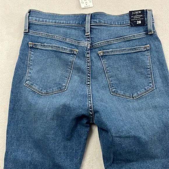 NWT J Crew 28, 6 10&quot; High Rise Fly Button 28&quot; Inseam  Blue Skinny Denim Jeans