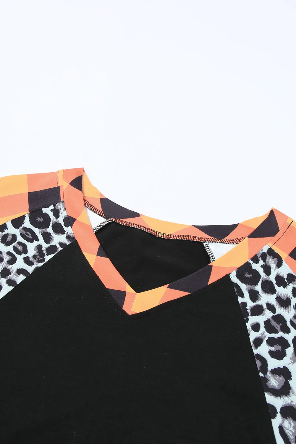 Orange Leopard Plaid Ruffled Long Sleeve Mini Dress