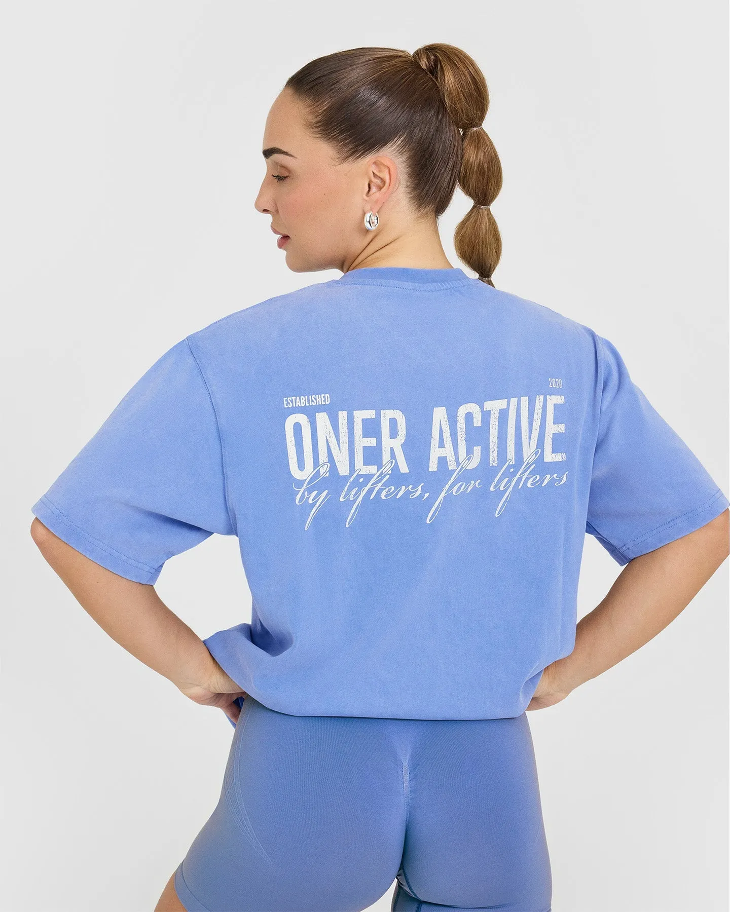 Oversized Graphic Washed T-Shirt | Glaucous Blue