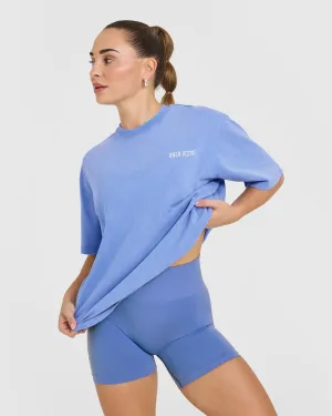 Oversized Graphic Washed T-Shirt | Glaucous Blue