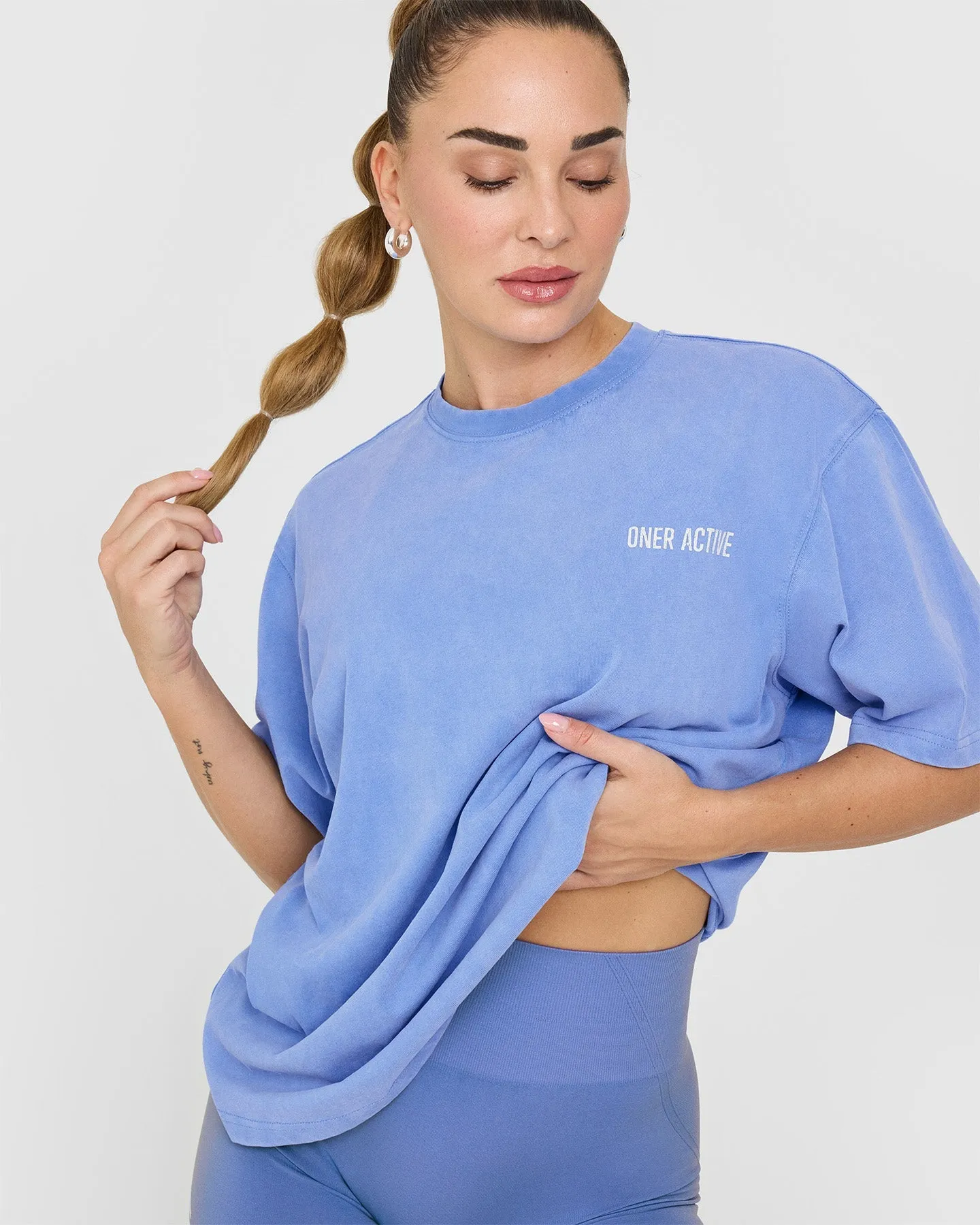Oversized Graphic Washed T-Shirt | Glaucous Blue