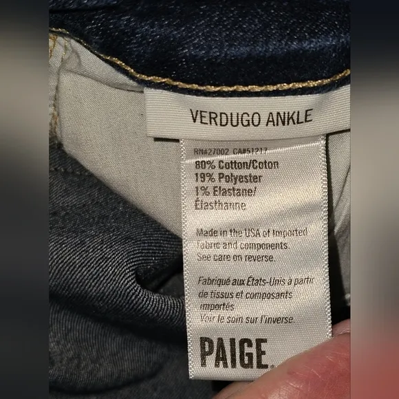 Paige Jeans Verdugo Ankle  skinny jeans Sz 30