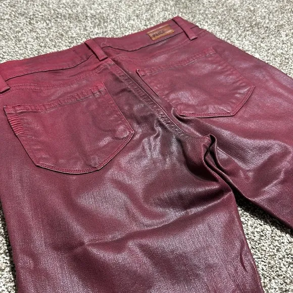 Paige verdugo ankle Shiraz silk coated skinny ankle jeans denim deep red wine