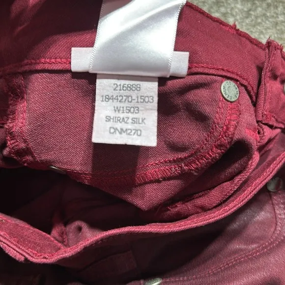 Paige verdugo ankle Shiraz silk coated skinny ankle jeans denim deep red wine