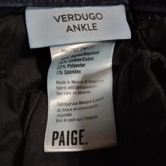 PAIGE Verdugo Ankle Skinny Jeans Stretch Color Snapdragon (Deep Blue) Size 29