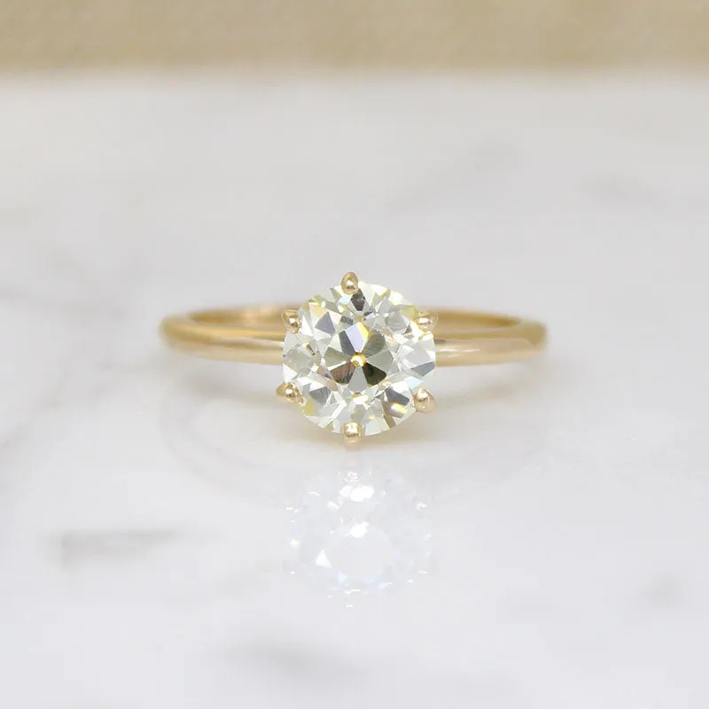 Pale Yellow 1.79ct Old European Cut Diamond Solitaire