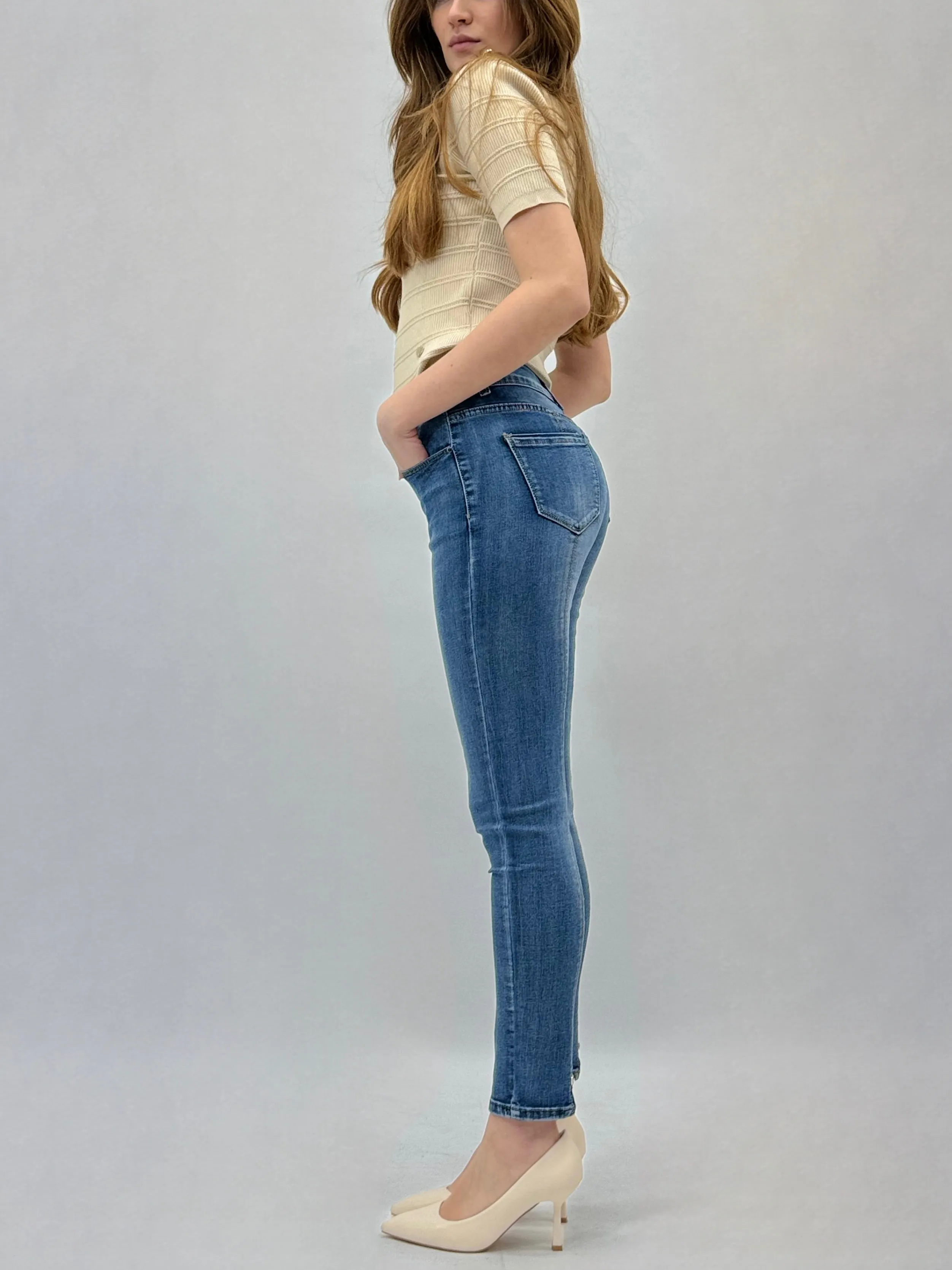 Pantaloni jeans cucitura sul retro