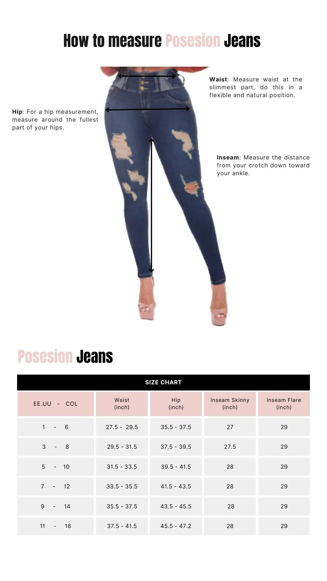 Posesion 14949 100% Authentic Colombian Push Up Jeans