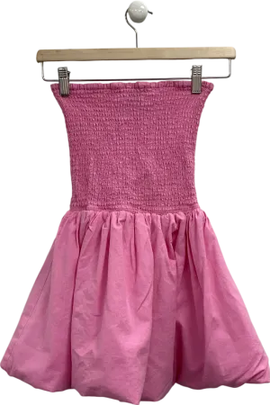 PrettyLittleThing Pink Bandeau Puffball Mini Dress UK 8