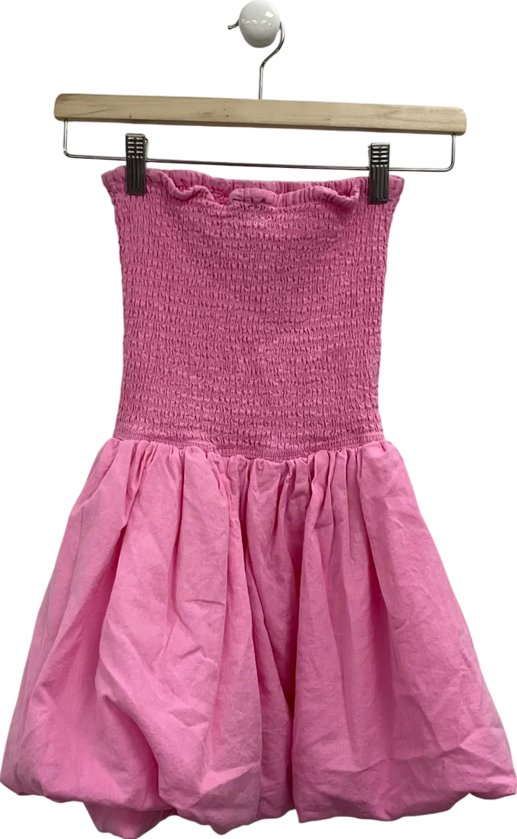 PrettyLittleThing Pink Bandeau Puffball Mini Dress UK 8