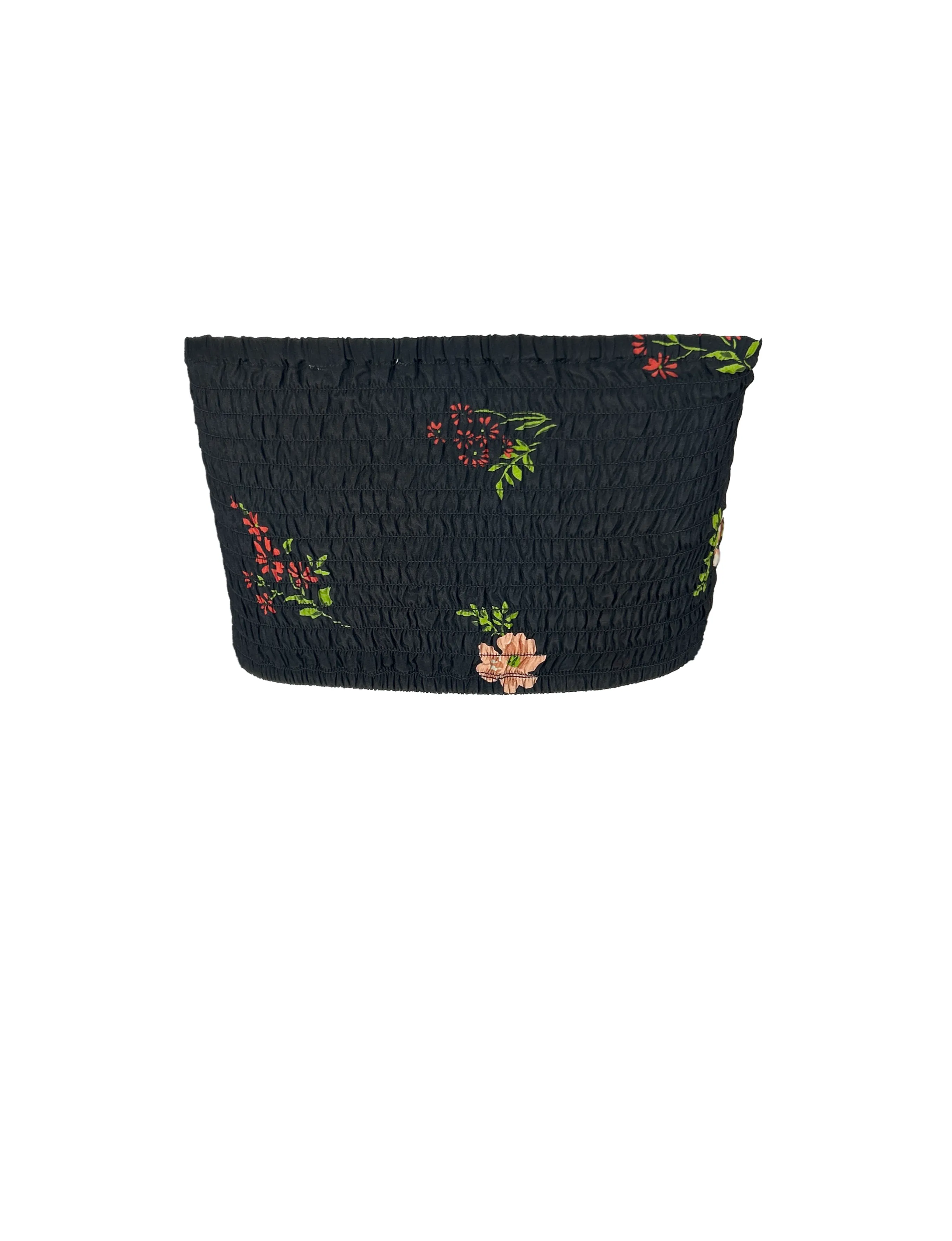 Printed Ciara Smocking Bandeau - Black Enchanted Garden Print