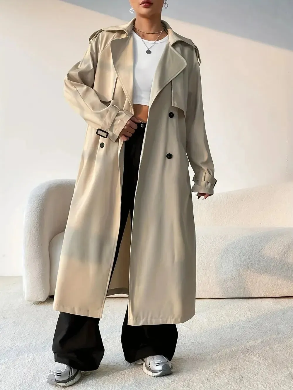 'Quenby' Beige Trench Coat