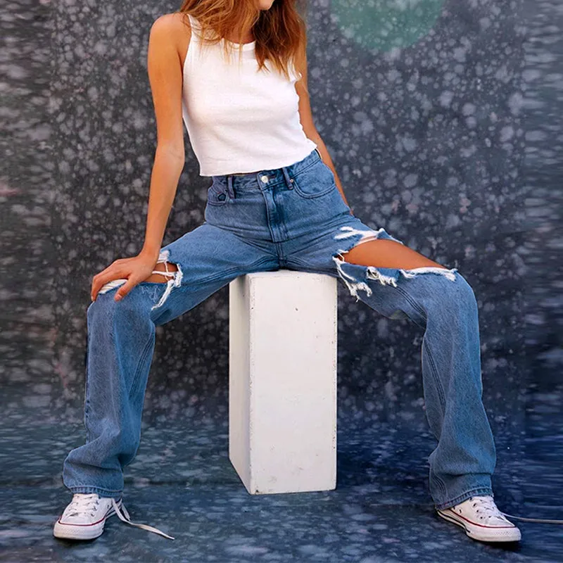"BLUE VINTAGE RIPPED RAW" JEANS UB2433