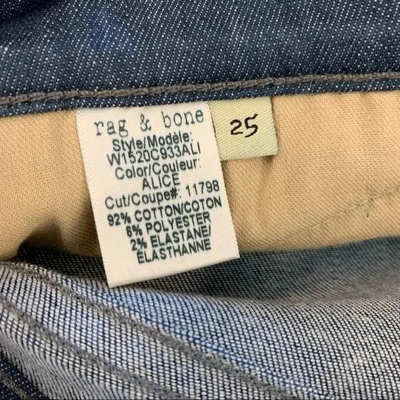 Rag &amp; Bone Alice Moto Zip Skinny Jeans Size 25
