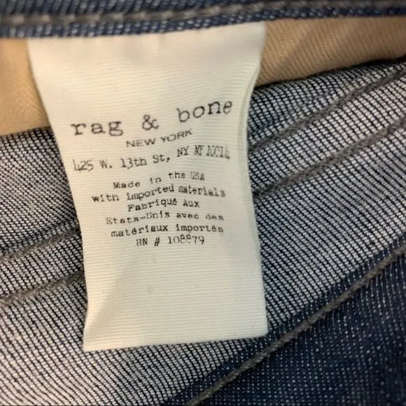 Rag &amp; Bone Alice Moto Zip Skinny Jeans Size 25