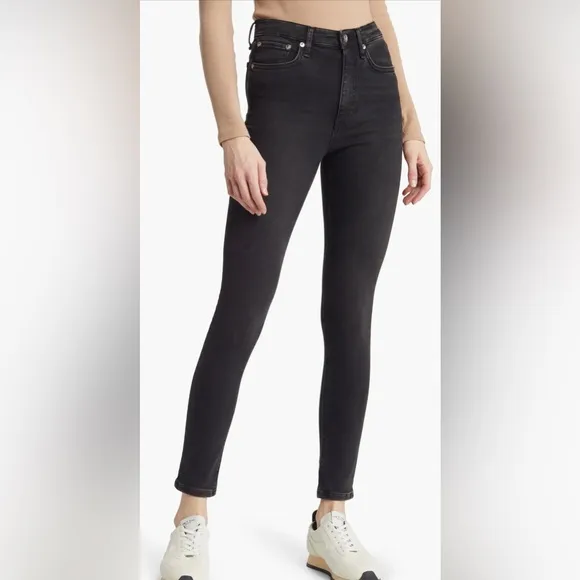 Rag &amp; Bone High Rise Ankle Skinny Jeans In Black Wash Casual Size 29