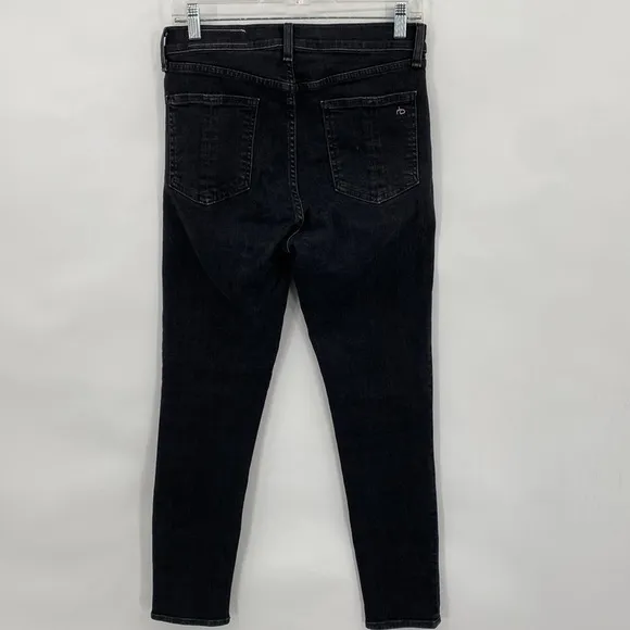 Rag &amp; Bone High Rise Ankle Skinny Jeans In Black Wash Casual Size 29