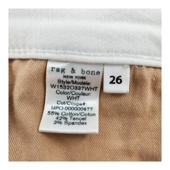 RAG &amp; BONE High Rise Ankle Skinny Jeans In White W15320337WHT