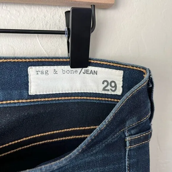Rag and bone Dark Wash Dearborn Skinny Raw Hem Denim Jeans Size 29