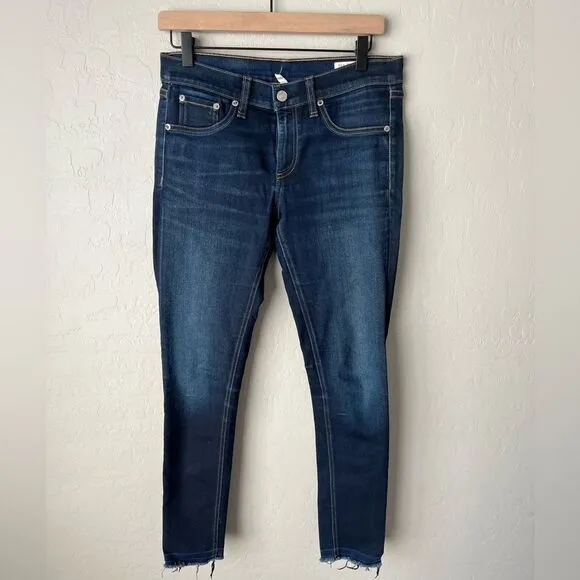 Rag and bone Dark Wash Dearborn Skinny Raw Hem Denim Jeans Size 29