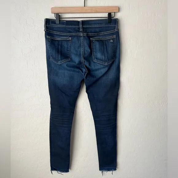Rag and bone Dark Wash Dearborn Skinny Raw Hem Denim Jeans Size 29