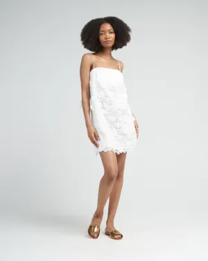 raie lace flower mini dress - ivory