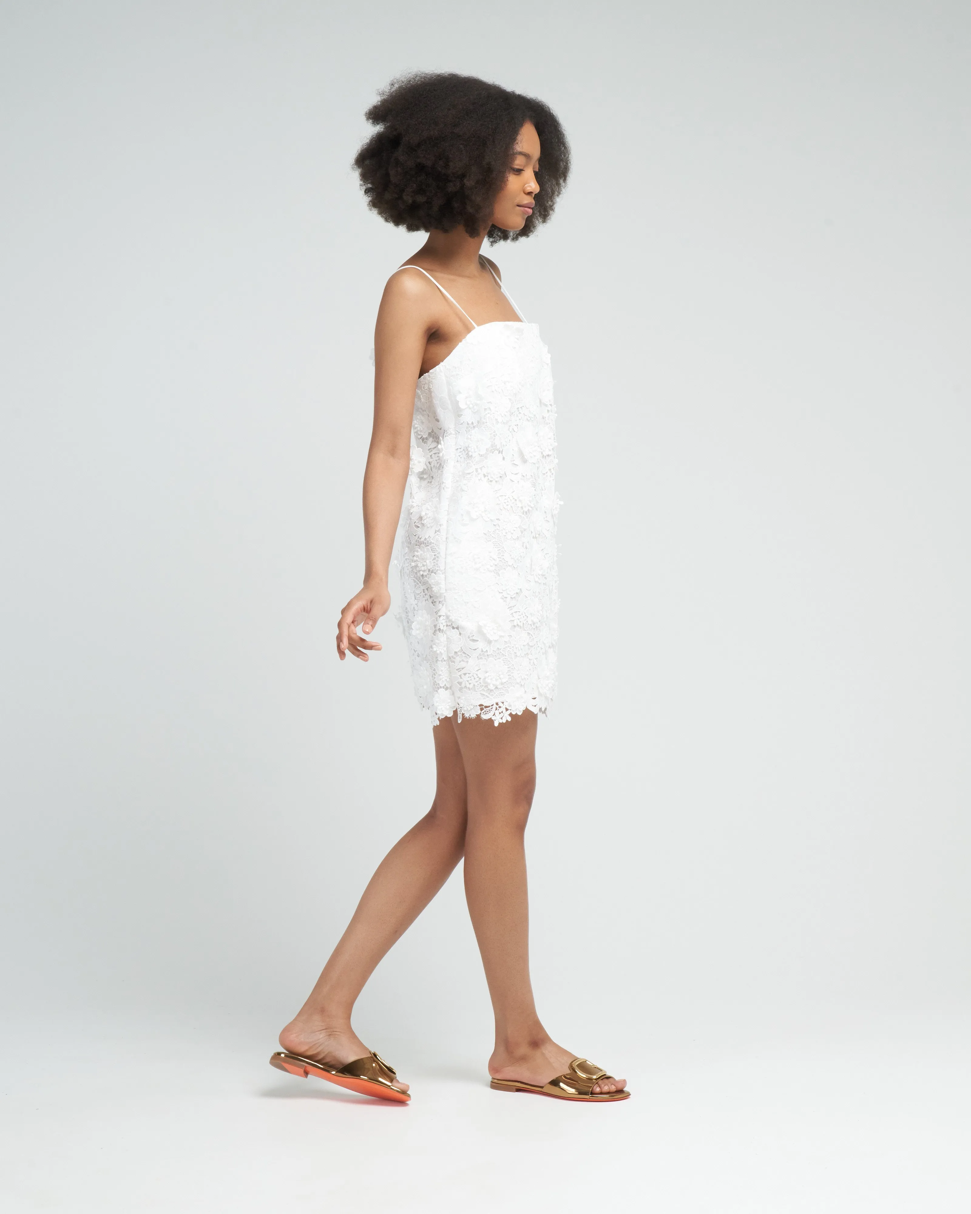 raie lace flower mini dress - ivory