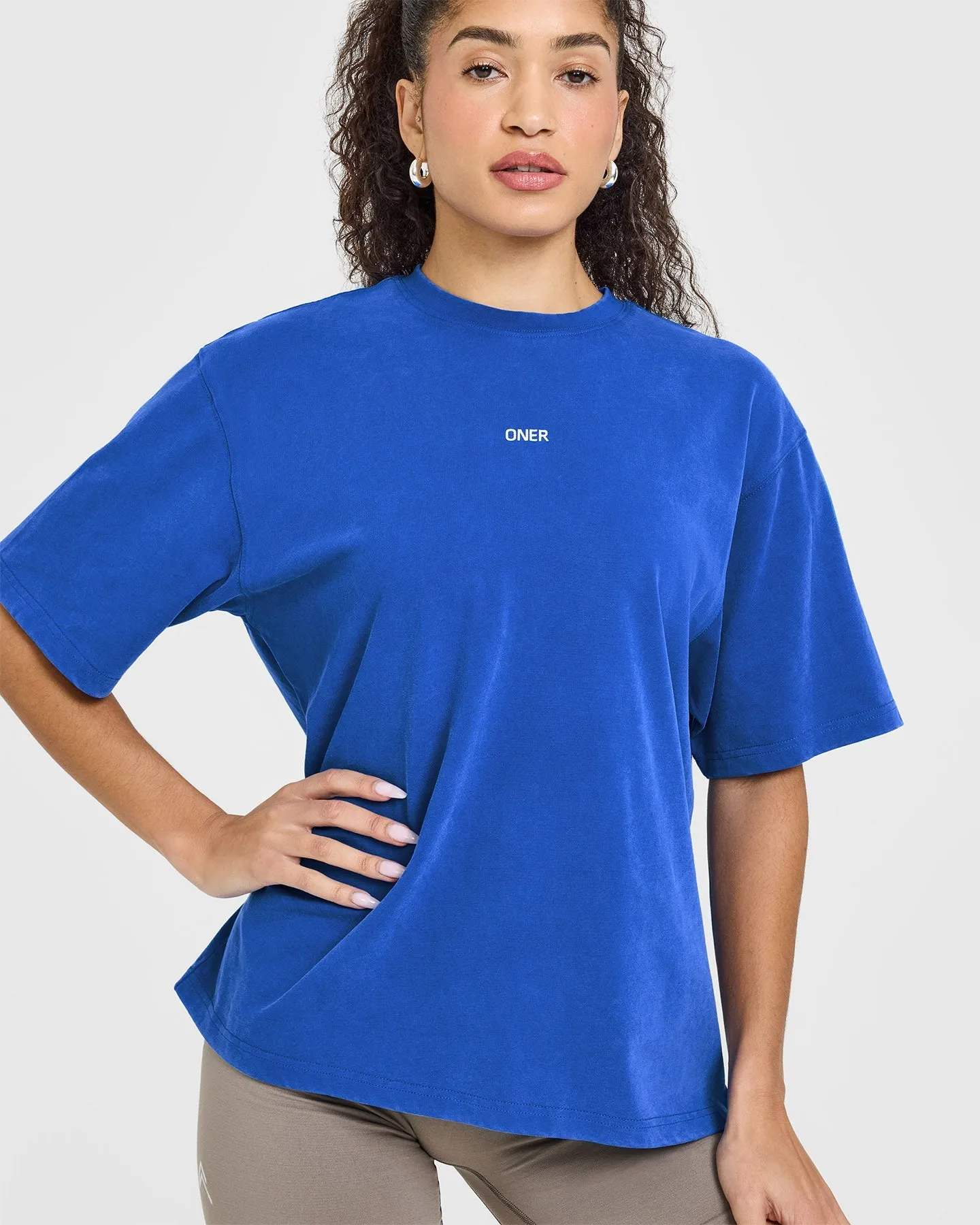 Raising The Bar Oversized Washed T-Shirt | Cobalt Blue