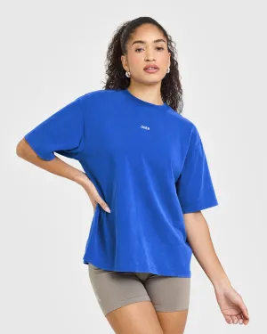 Raising The Bar Oversized Washed T-Shirt | Cobalt Blue