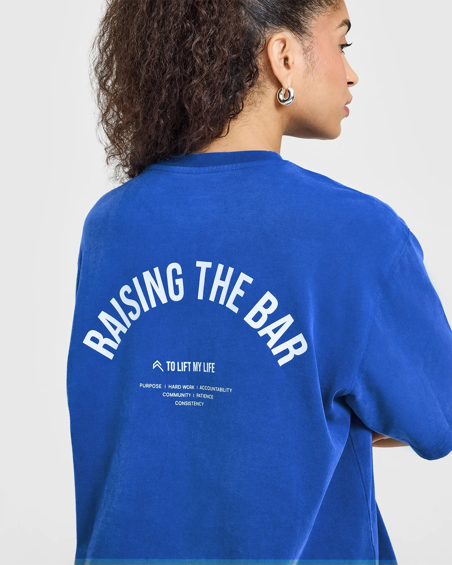 Raising The Bar Oversized Washed T-Shirt | Cobalt Blue
