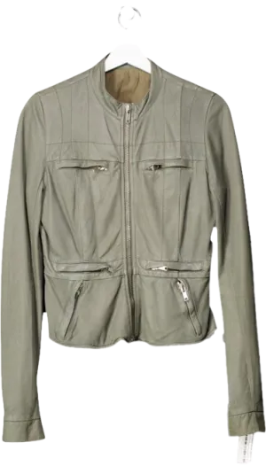 Rick Owens Grey Leather Biker Jacket UK 8