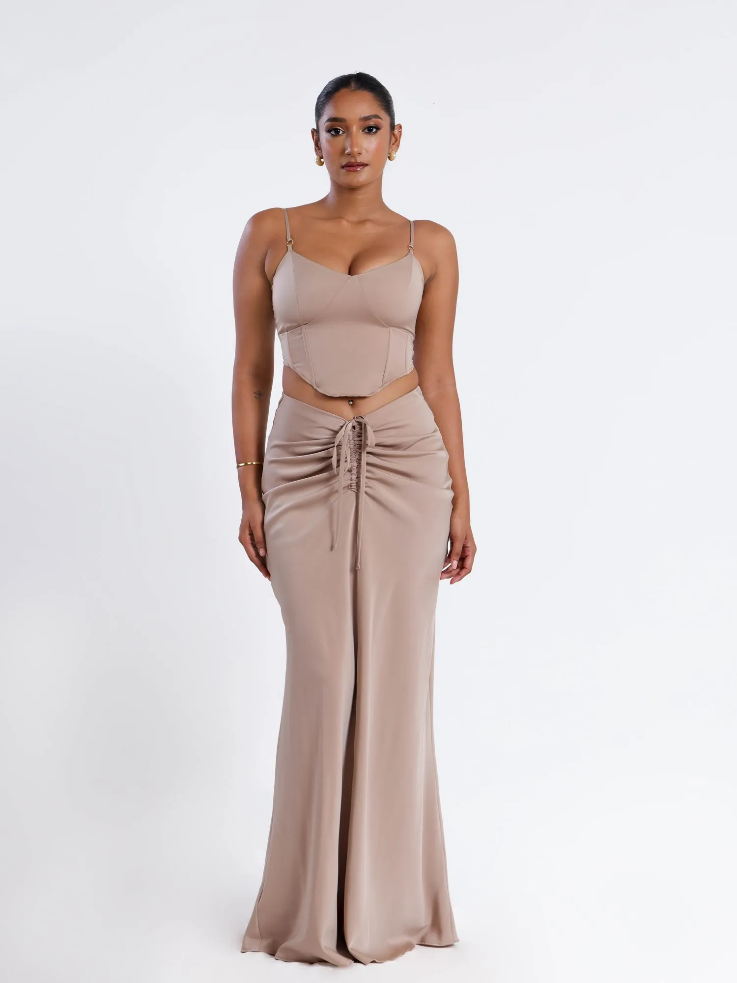 Ring Detailed Satin Corset Top