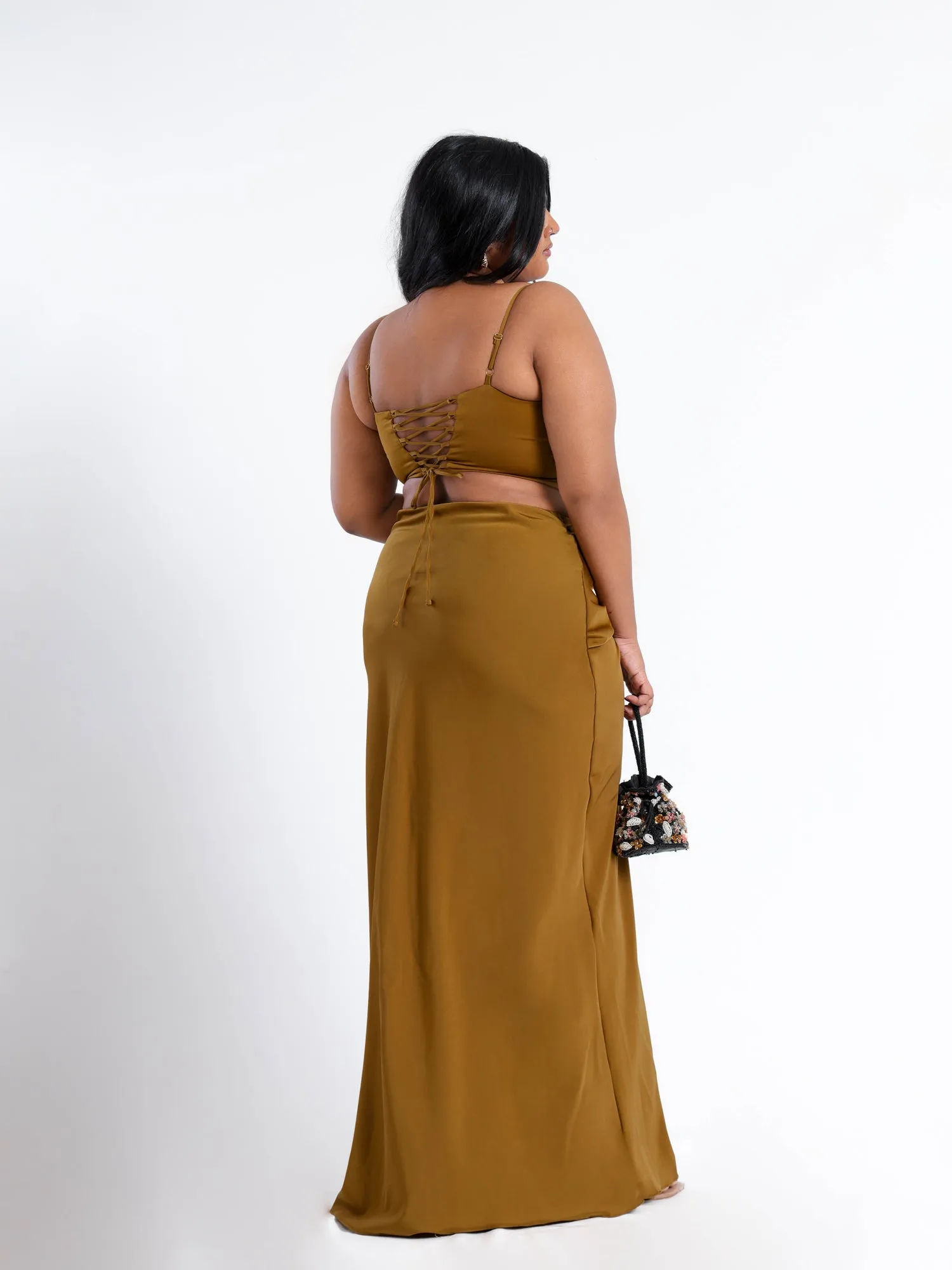 Ring Detailed Satin Corset Top