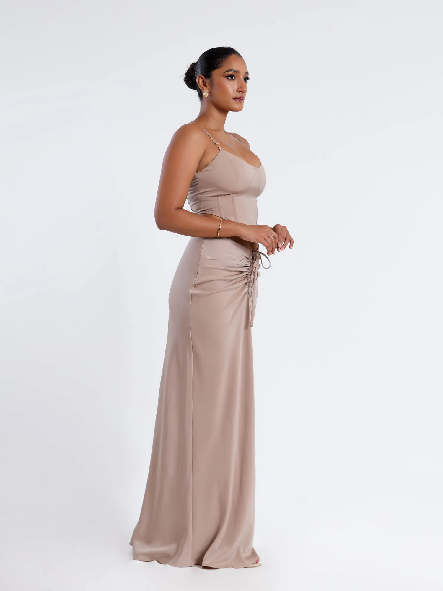 Ring Detailed Satin Corset Top