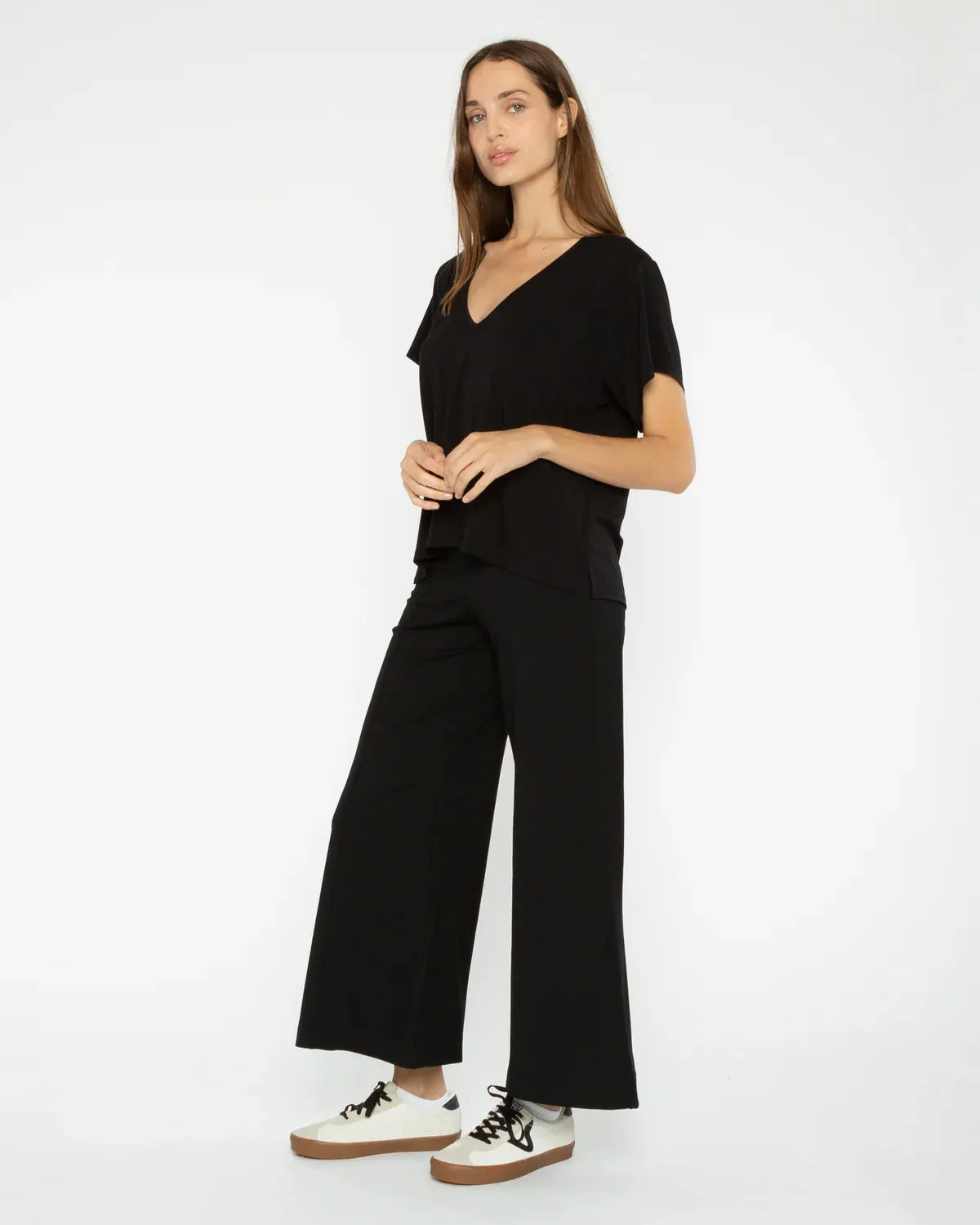 Ripley Rader Black Satin Crepe Everyday V-Neck