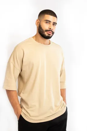S&P Tan Oversized Cotton T-shirt