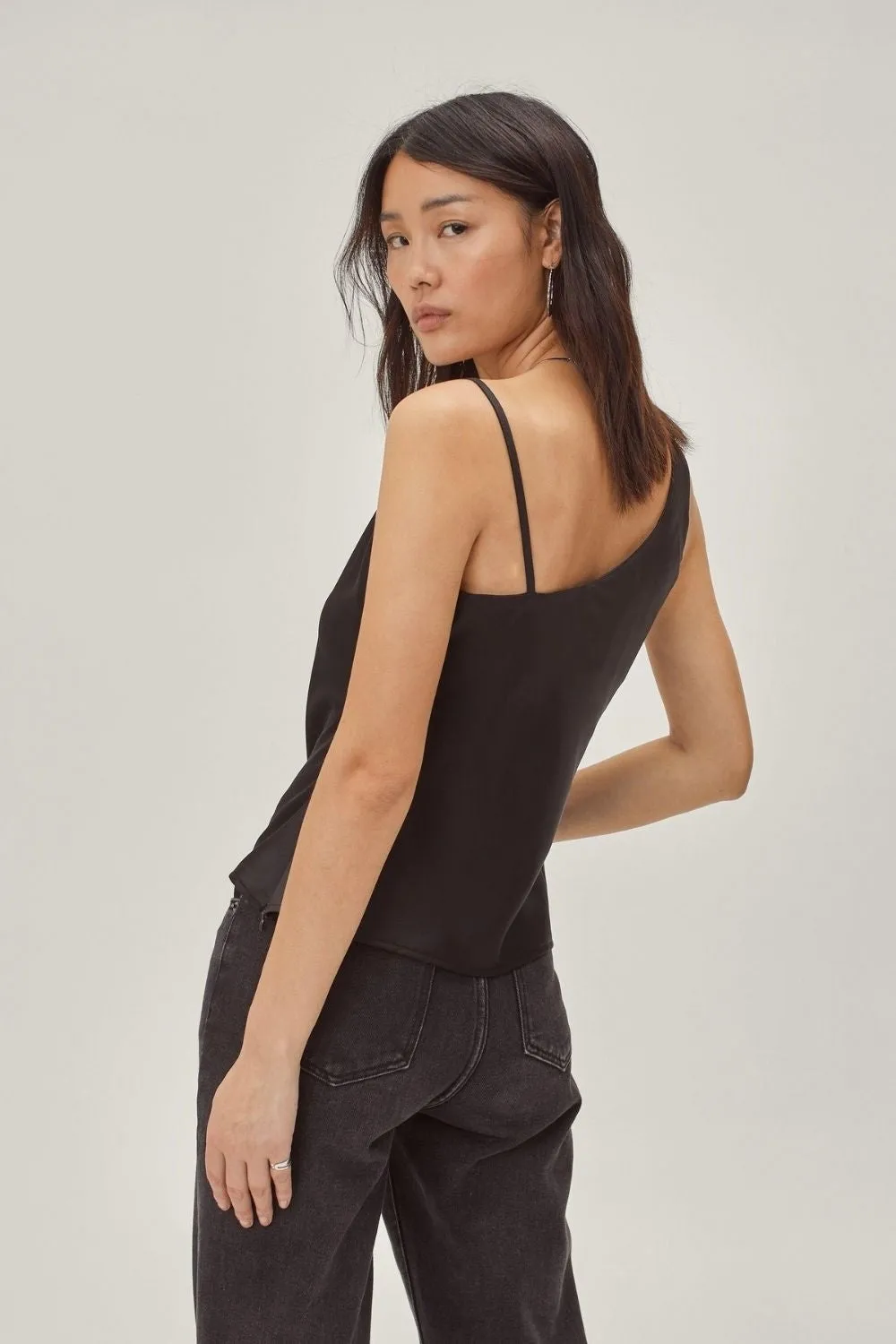 Satin Asymmetric Cowl  Neck Cami
