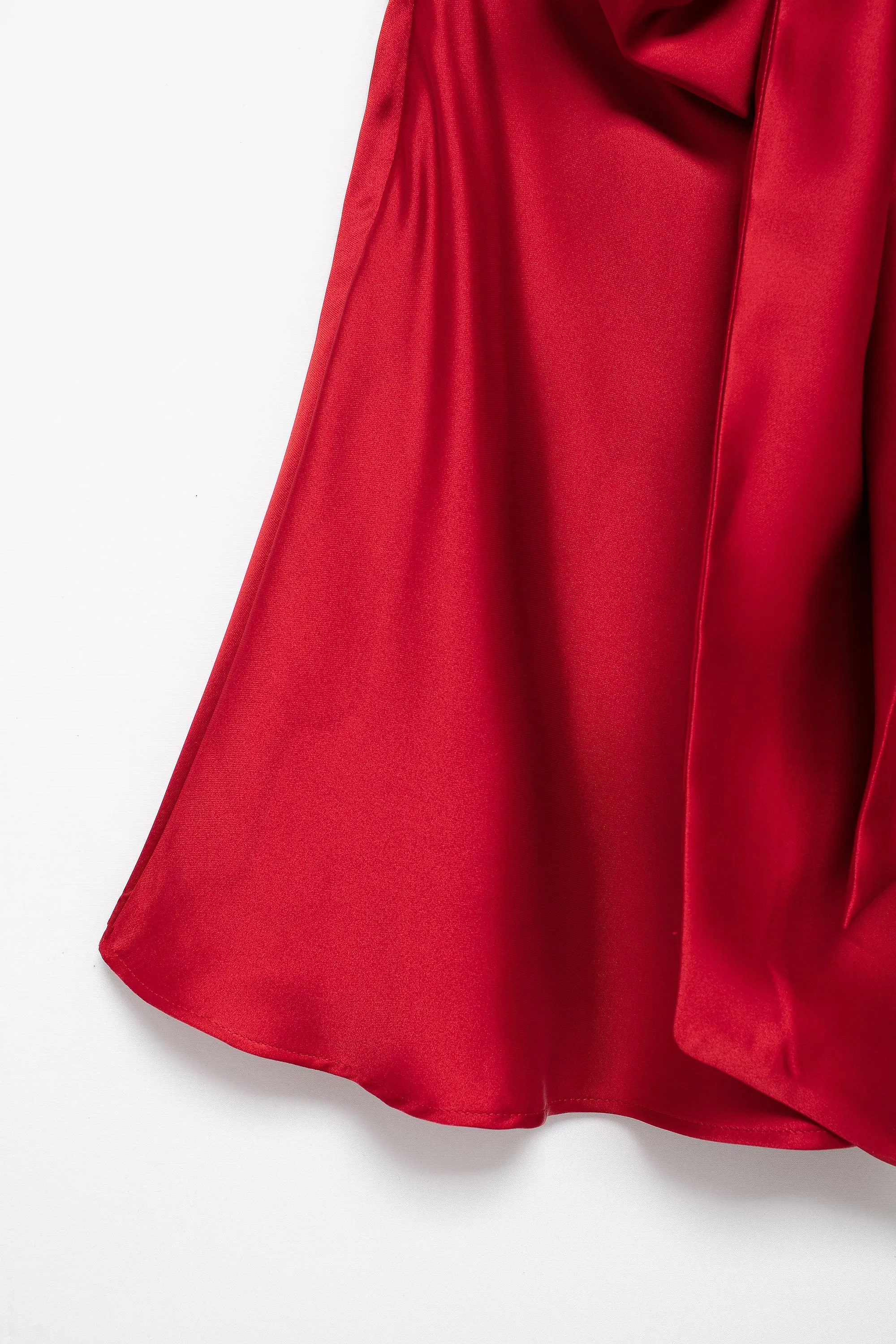 Satin Deep V Cinched Halter Mini Dress