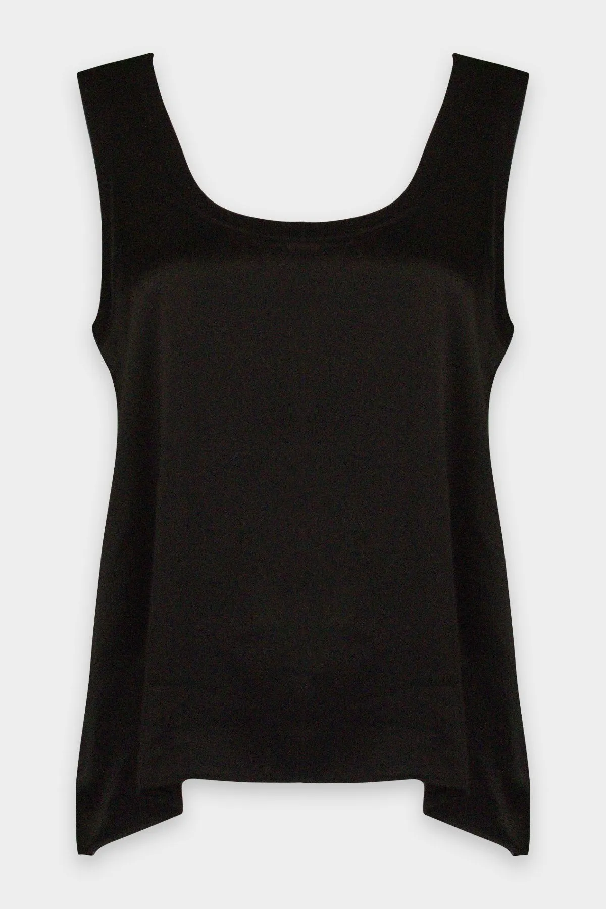 Satin Scoop Tank in Black