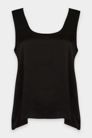 Satin Scoop Tank in Black