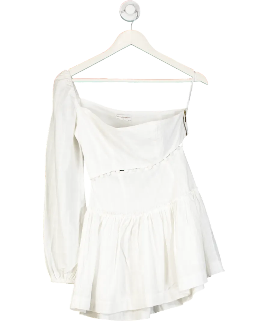 Seven Wonders White Assymmetric One Sleeved Cotton Mini Dress UK XS