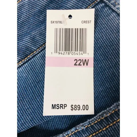 Seven7 Womens High Rise Med Wash Stretch Skinny Jeans Plus Size 22W NWT